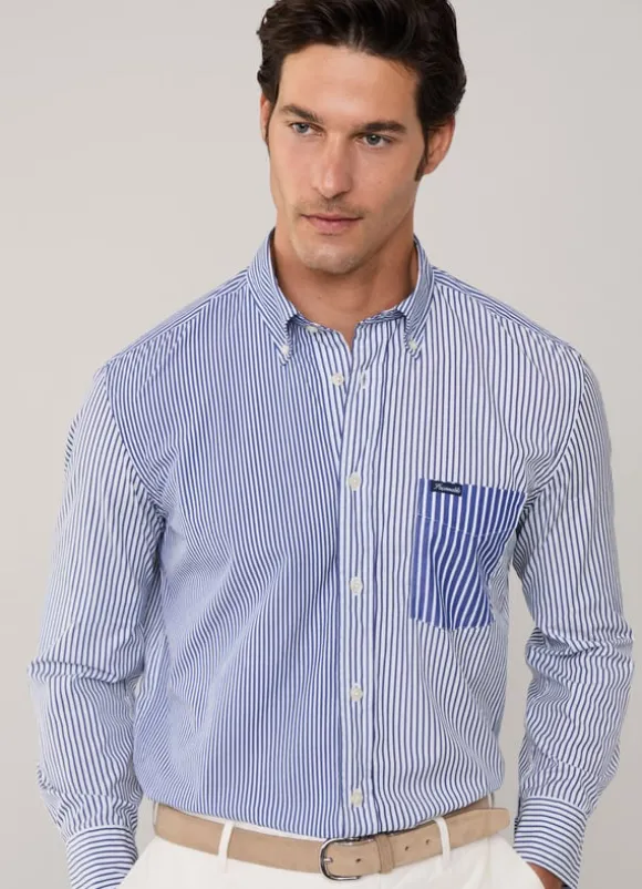 regular fit striped poplin shirt