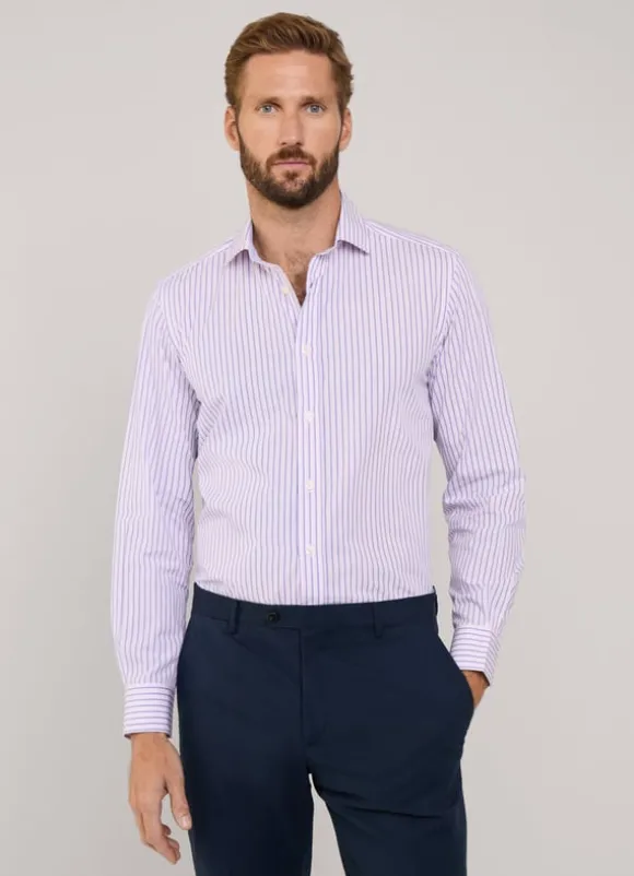 regular fit striped poplin shirt