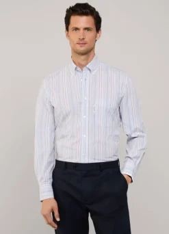regular fit striped poplin shirt