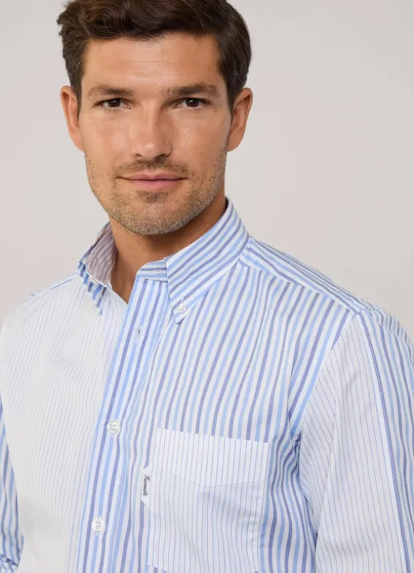 regular fit striped poplin shirt