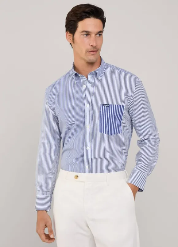 regular fit striped poplin shirt