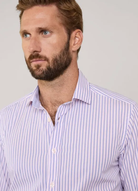 regular fit striped poplin shirt