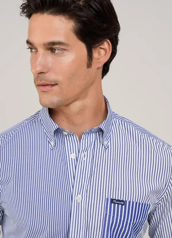 regular fit striped poplin shirt