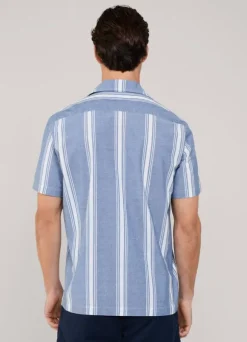 regular fit wide striped chambray shirt