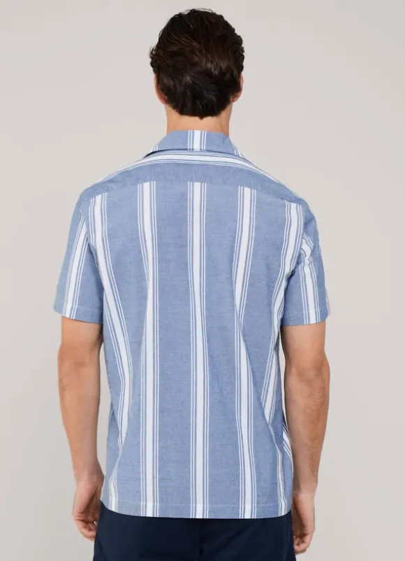regular fit wide striped chambray shirt