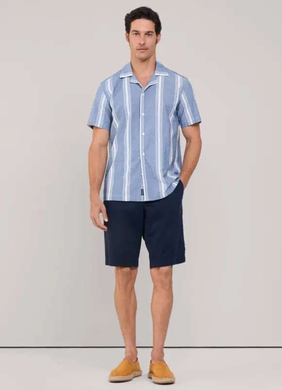 regular fit wide striped chambray shirt