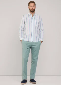 regular fit wide striped linen shirt