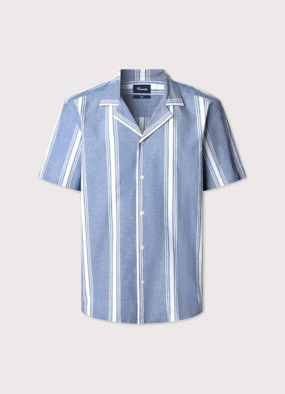 regular fit wide striped chambray shirt