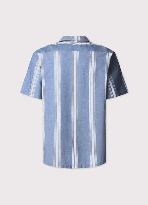 regular fit wide striped chambray shirt