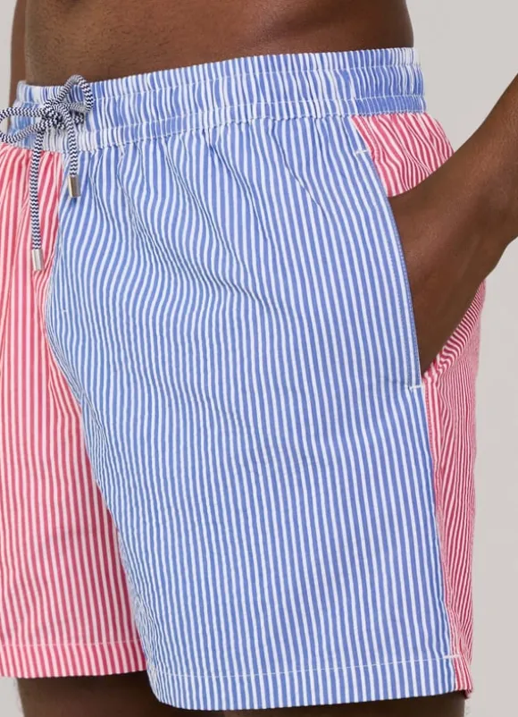 striped seersucker swim shorts