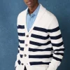striped shawl collar cardigan